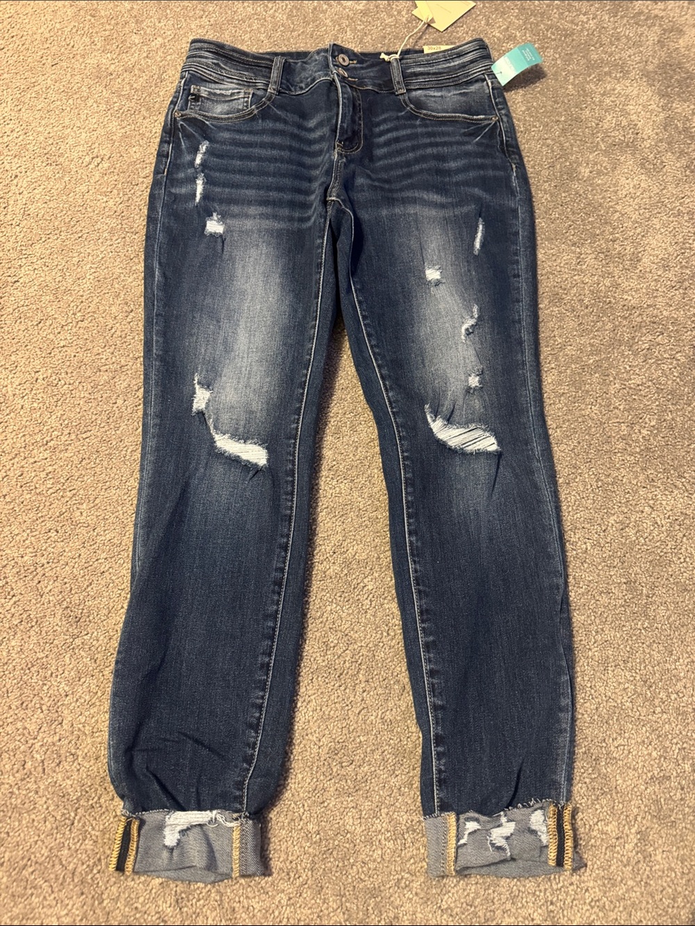 KanCan Dark Blue Distressed mid rise skinny Jeans